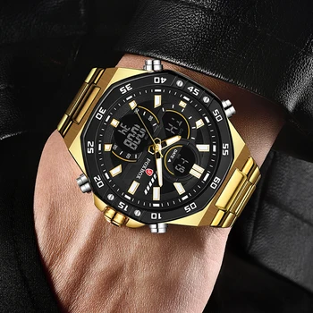 Dual dual display watches for men fashion business waterproof watch men top brand luxury sports quartz Chronograph Reloj Hombre