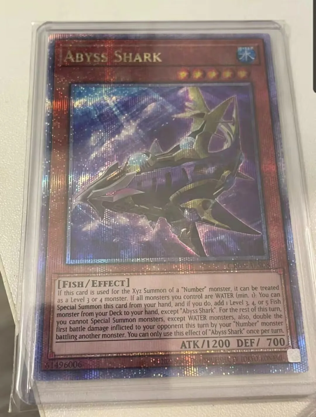 Yugioh KONAMI Duel Monsters CR05-AES08 Abyss Shark 25th Quarter Century Secret เอเชียคอลเลกชันภาษาอังกฤษ Mint Card