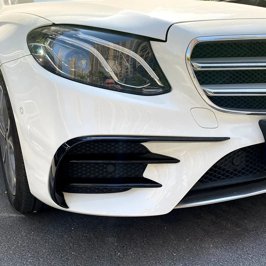 For Mercedes Benz E Class W213 S213 AMG Line  2016-2020 Front Bumper Splitter Spoiler Fog Light Trim Wind Knife