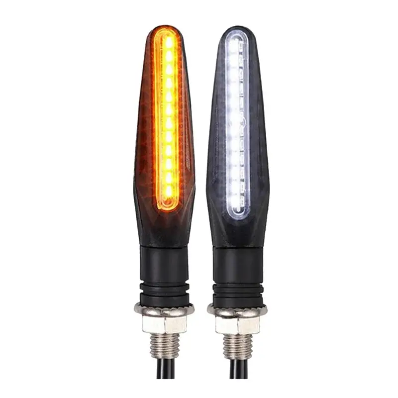 Practical White Amber 24LED Front Rear Motorcycle Turn Signals - Dynamic Blinker Flasher Light For Safety And Visibility