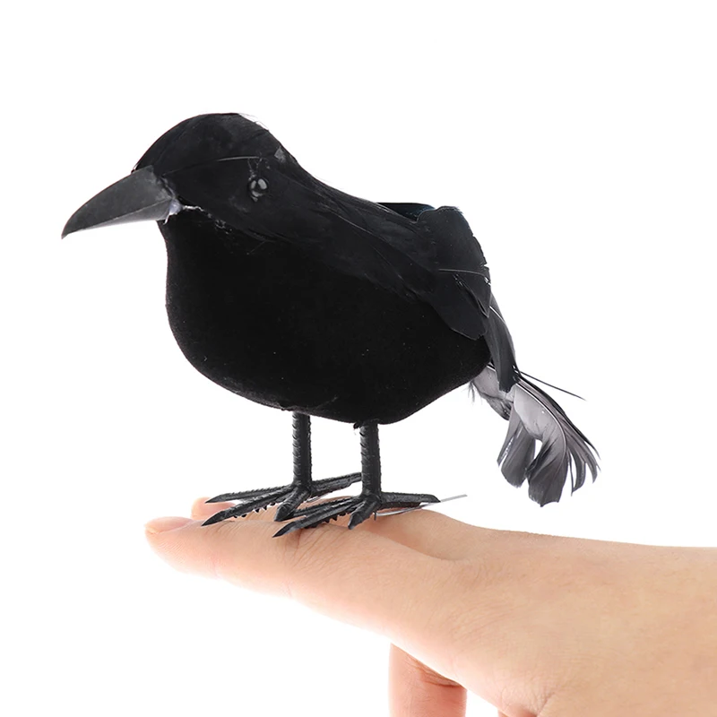 Halloween Schwarze Krähen-Requisiten Realistische Rabe Gruselige Gefiederte Krähen Hausdekoration – Detail 6