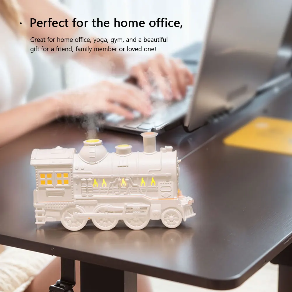 300ml Retro Train Humidifier with Light Mini Train Shape Humidifier Remote Control Magic Train Humidifier for Home Office