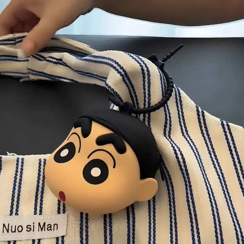 Cartoon Crayon Shinchan Wallet Keychain Accessory Silicone Earphone Storage Creative Anime Gift