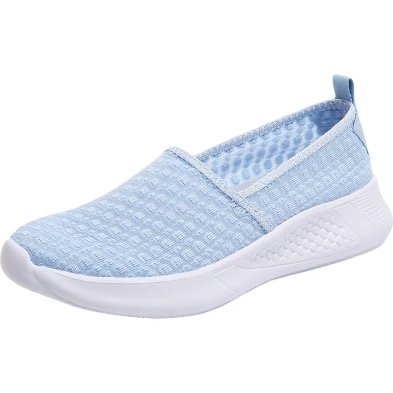 

Women's Summer Big Size Mesh Casual Sneakers Shoe Soft Sole Non Slip Breathable Round Toe Shallow Slip On Light Walking Shoes