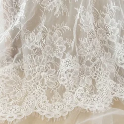 1Piece=1.5x3 Meters Gowns Dress Sewing DIY Material French Alencon Lace Fabric Cord Eyelash Lace Panels