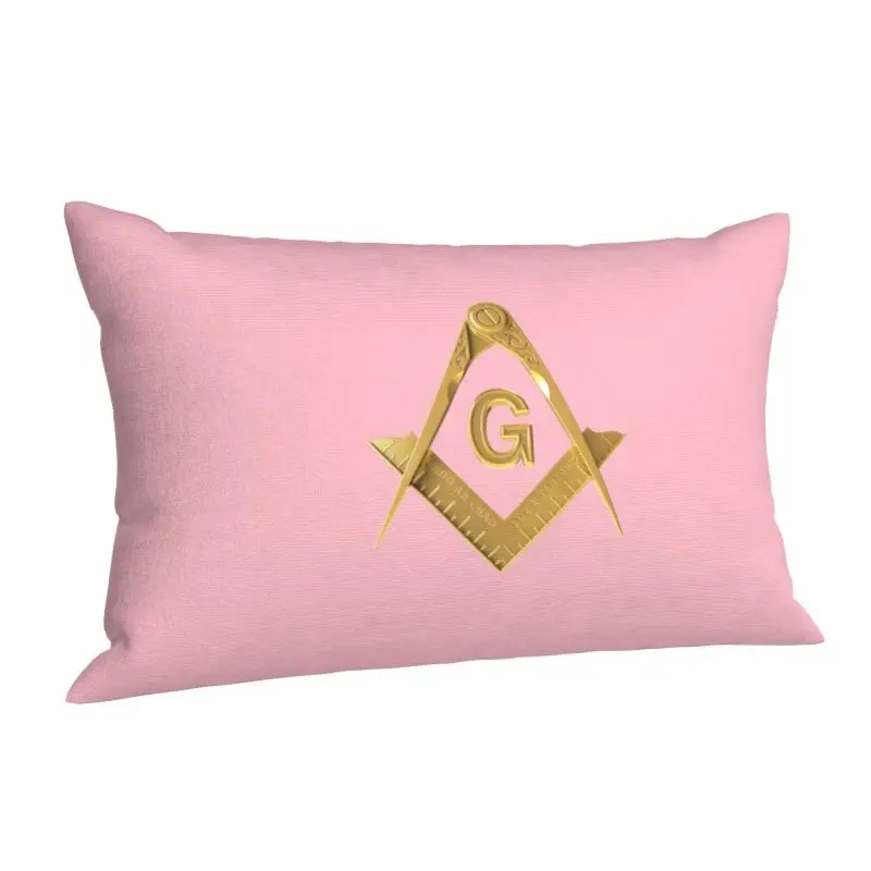 Custom Gold Freemasons Logo Masonic Mason Velvet Nordic Pillow Cases Rectangle