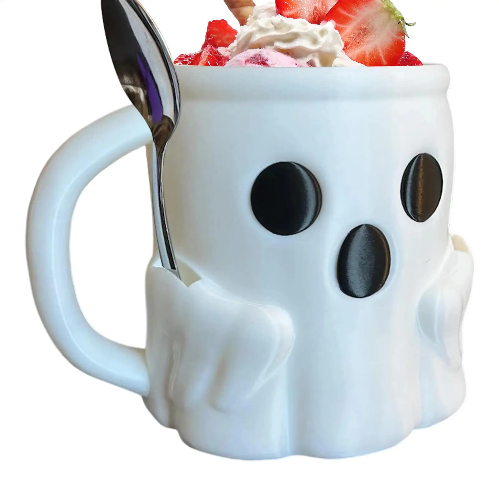 Halloween Ghost Ice Cream Cup Funny Face Halloween Coffee Mug Spooky Ghost Novelty Funny Ice Cream Cup For Cold Tea Whiskey