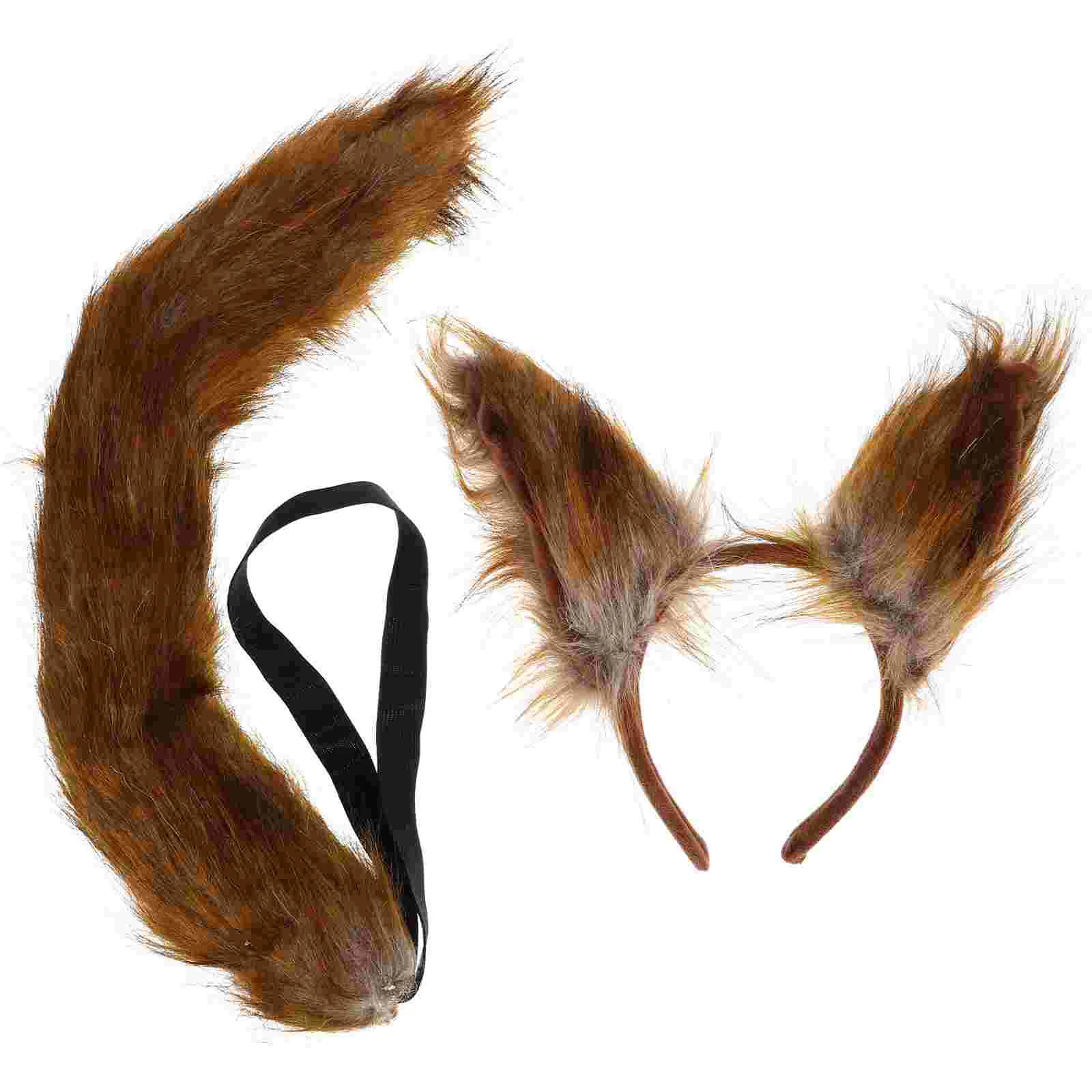 

Fox Ears and Tail Set for Halloween Cosplay Faux Fur Animal Headband and Tail Accessories for Kids and Adults Costumes Party