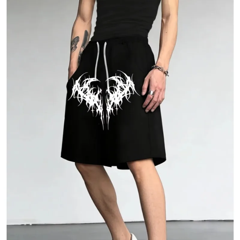 Harajuku Men's Outdoor Street Hip Hop Loose Shorts Hot Selling Fashion Gothic Pattern Texture Shorts
