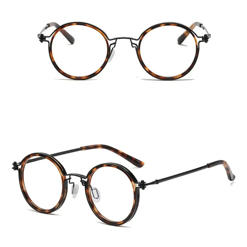 Lesebrille Männer Luxus Runde Rahmen Lupen Klare Linse Anti Blaues Licht Gläser Männer Frauen Metall Lesebrille Neue – Detail 9