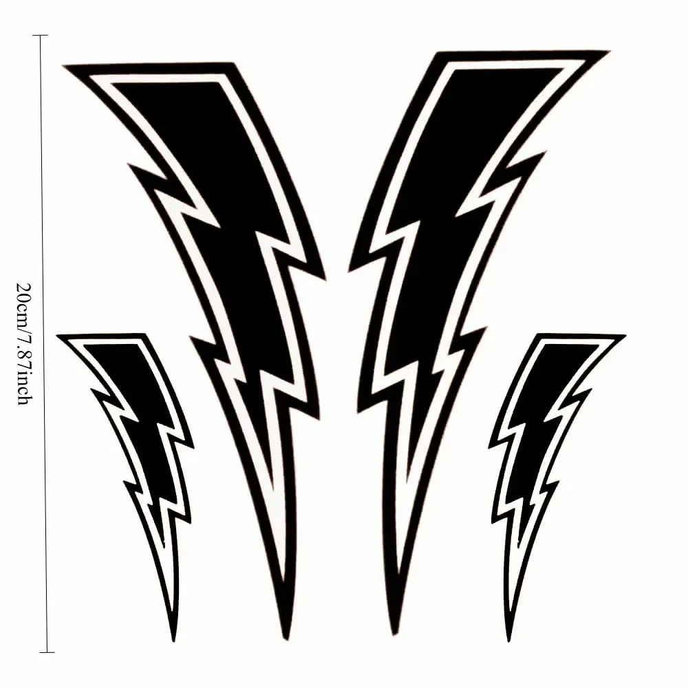 Lightning Bolt Vinyl Stickers 4Pcs Waterproof UV Resistant Decals Fit Bike Motorcycle Car Frame DIY Mod Decor