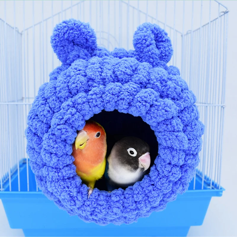 Birds Nest For Cage Parakeet Nest Winter Parrot House Coral Velvet Hideaway Hut For Bird Nesting Plush Shed Parrot Nest Warm