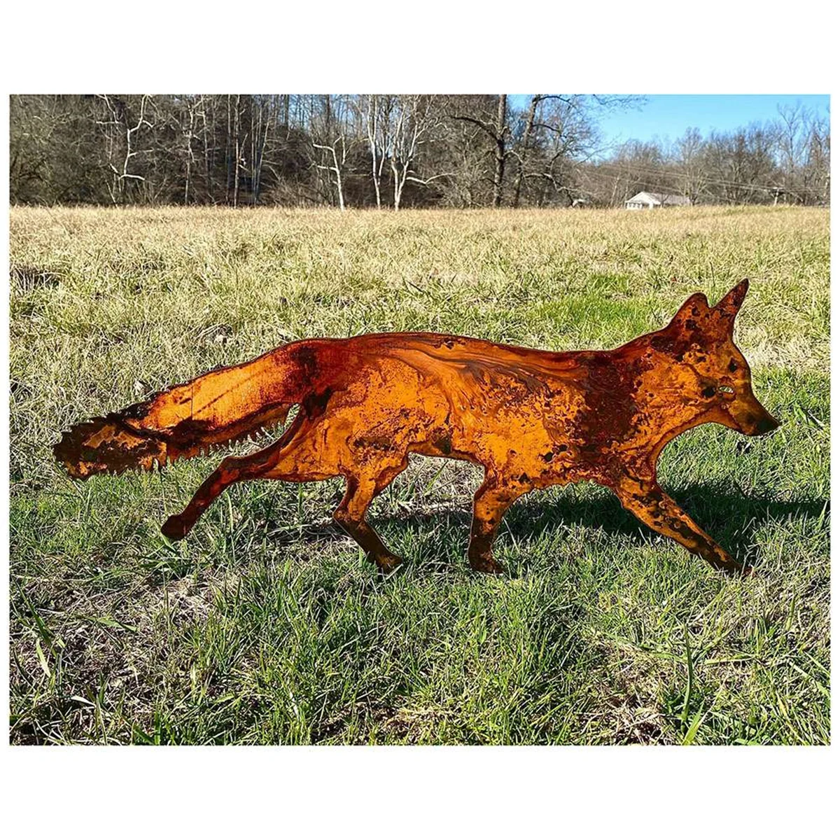 Sneaky Rustic Metal Fox Garden Decoration with Stakes-Woodland Animals Yard Gift for Her-Birthday Gift- Art Sculptures A