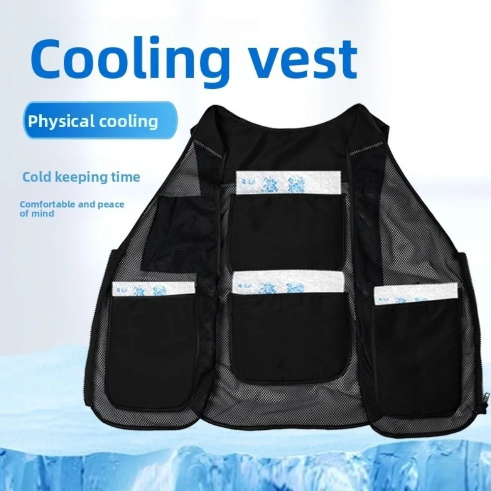Universal Size Cooling Vest High Temperature Resistance Reflective Strip Design Heatstroke Prevention Vest