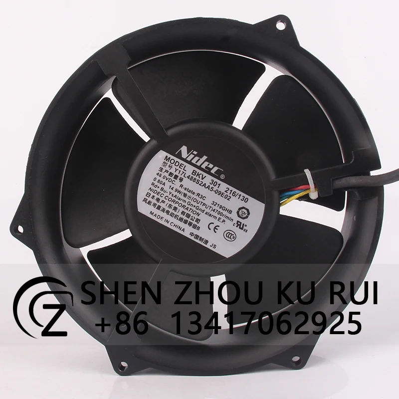 BKV 301 216/130 NIDEC DC48V 0.80A Y17L48BS2AA5-09E02 172X172X50MM 17251 Aluminum Frame Axial Flow Centrifugal Ventilation