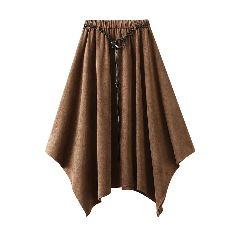 

Модная французская клетчатая юбка неправильной формы в стиле ретро для женщин осень 2023 года, большая распашная юбка с завязками на шнурке и высокой талией