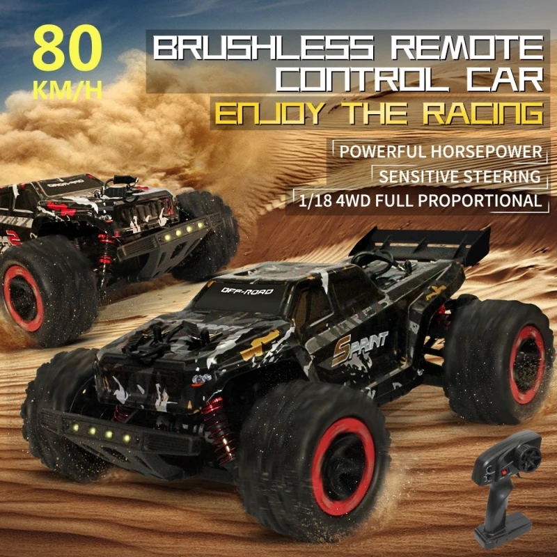 80KM/H 1:18 Full Scale High Speed RC Car 4WD Off Road Independent Suspension Brushless Drift Racing Car Vehical Toy Gifts