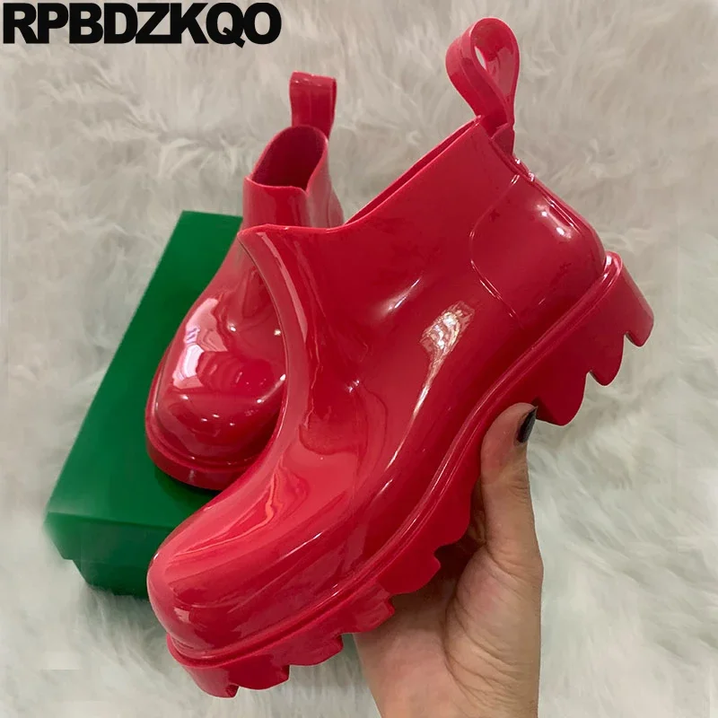 Slip On Rubber Footwear Booties Men Women Thick Wide Fit Unisex Couple Candy Waterproof Shoes Fishing Rainboots Rain Boots Pvc