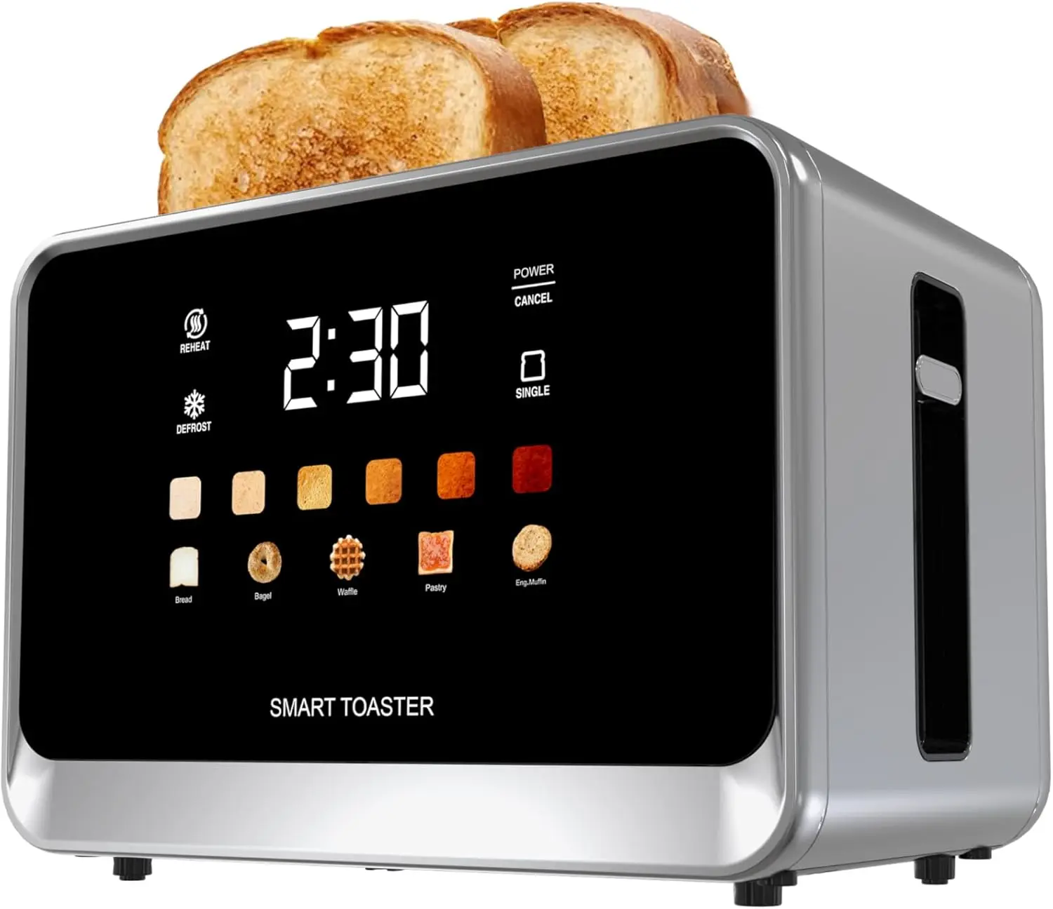 

Touch Screen Toaster 2-Slice with LCD Display Stainless Steel Digital Timer, 6 Shade Settings, Extra Wide Slots, Bagel