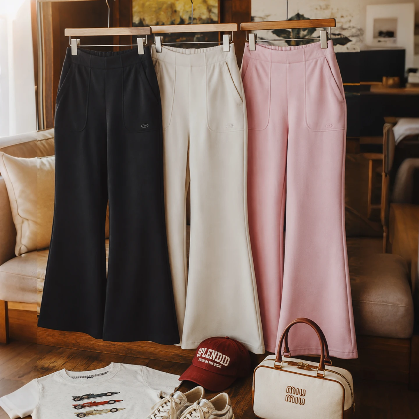 Maden Women's Flare Leggings Stretch Pants Slim Fit Yoga Pants Drapey Fabric Bootcut Sweatpants Casual Lounge Wear Fall