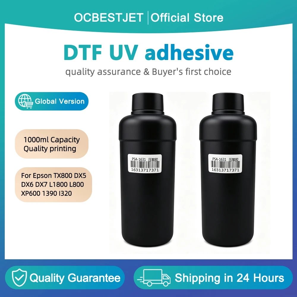 1000ML DTF UV adhesive UV crystal sticker pressure‑sensitive adhesive for Epson DX5 DX7 XP600 L1800 L800 I3200 TX600 printhead
