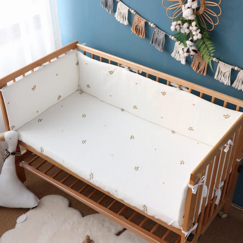 Mini Waffle Cotton Baby Cot Bumpers Crib Around One-piece Bumper Baby Bed Bumper Protector Crib Newborn Bedding Room Decor