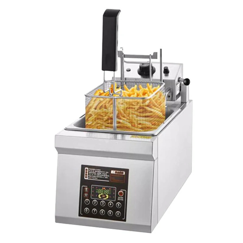 Automatic Lifting Fryer With 10 Preset Functions 8l Single Cylinder Potato Chips Chicken Wings Rice Flowers Fryer Machine