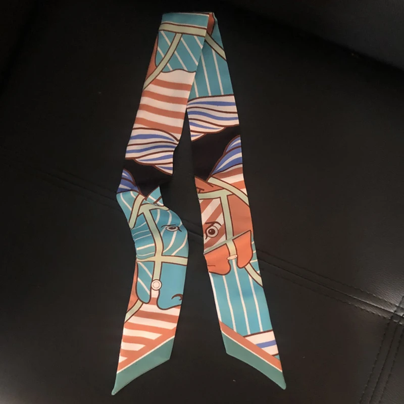 

Animal Town 2022 New Design Leopard Luxury Brand Skinny Scarf Women Hair Neck Silk Scarf For Ladies Foulard Headband Bag Scarves