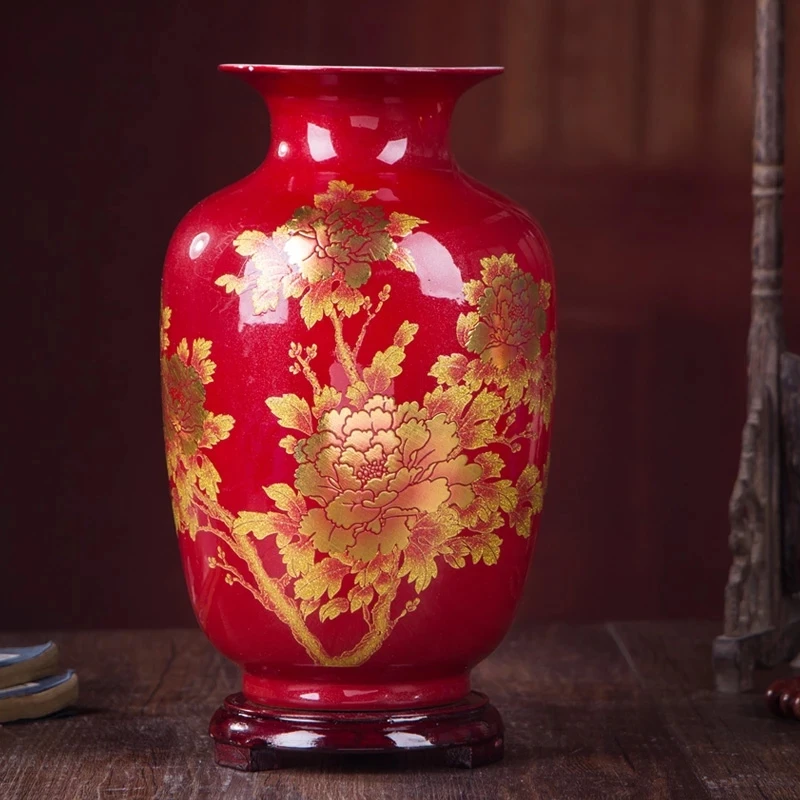 

Новая ваза в китайском стиле Jingdezhen, желтая Хрустальная глазурованная ваза для цветов, домашний декор ручной работы, блестящая семейная фотография