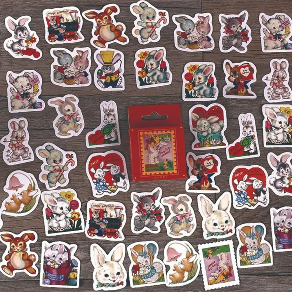 سكرابوكينغ دفتر ألبومات الهاتف المحمول القرطاسية ملصقات الأرنب ختم ملصقات أرنب ملصقات الزخرفية تسميات الكرتون