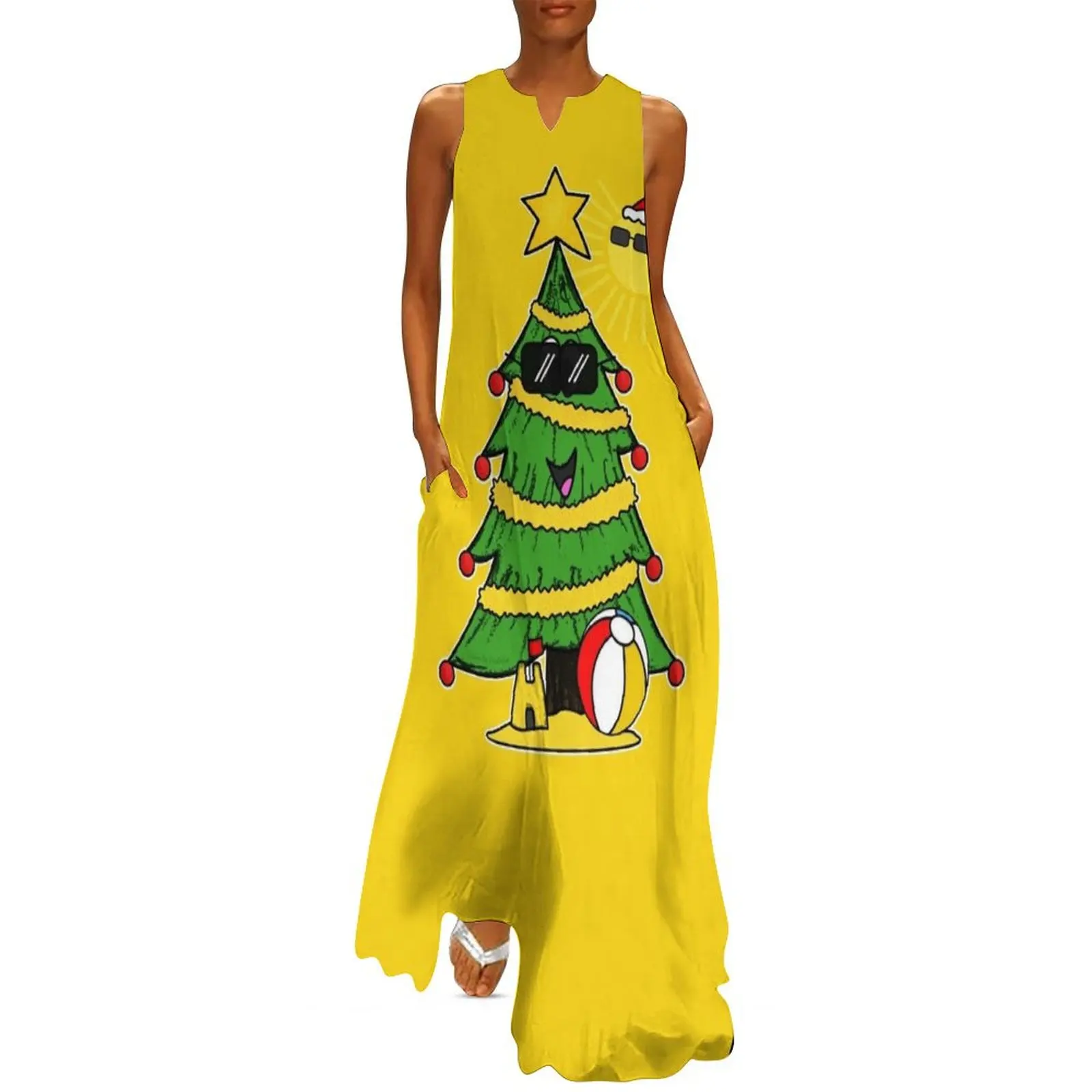 

Summer Christmas Tree Beach Vacation Funny Long Dress cocktail dresses women's evening dresses Dress