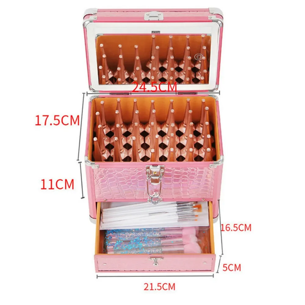 

Large Capacity Portable LED Light Mirror Cosmetic Case Travel Artist Makeup Bag Nail Tattoo Box Suitcase Handbag Aluminum Frame