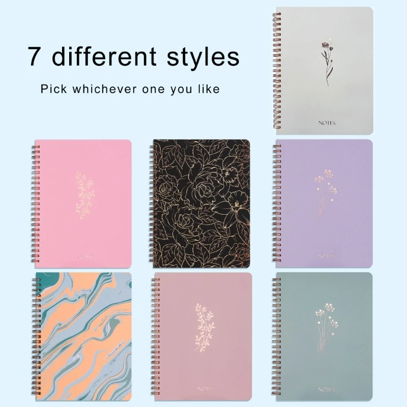 Cuaderno encuadernación doble bobina, diario negocios con bolsillo, cuadernos notas con encuadernación con alambre