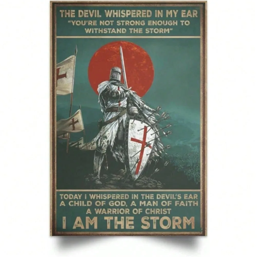 

**Templar Knight Metal Sign Wall Decor - Vintage Retro Art Deco Gothic Plaque for Home Pub Bar, Perfect Ramadan & Valentine’s Da