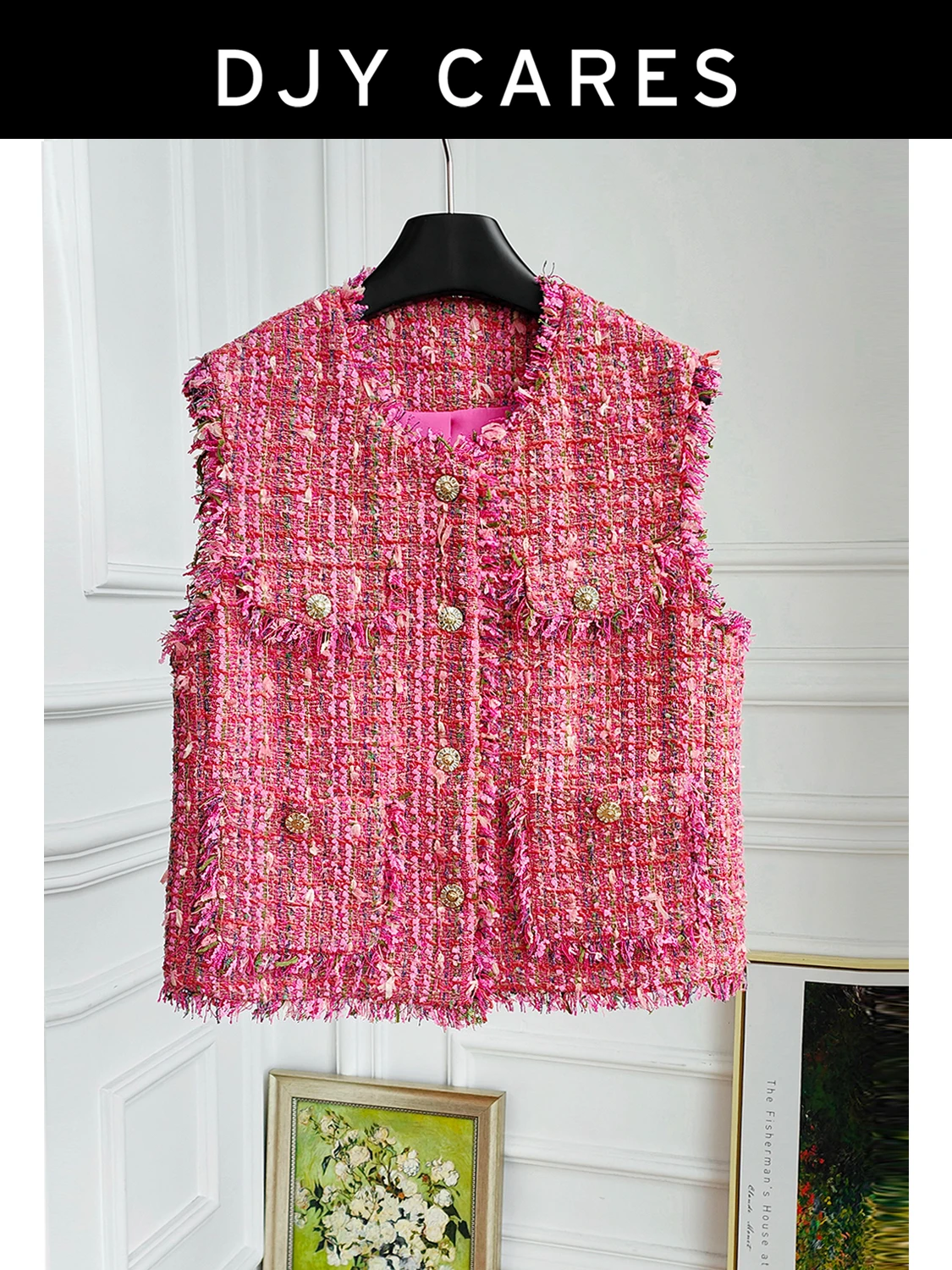 

New Hand woven tassel vest elegant round neck top big size
