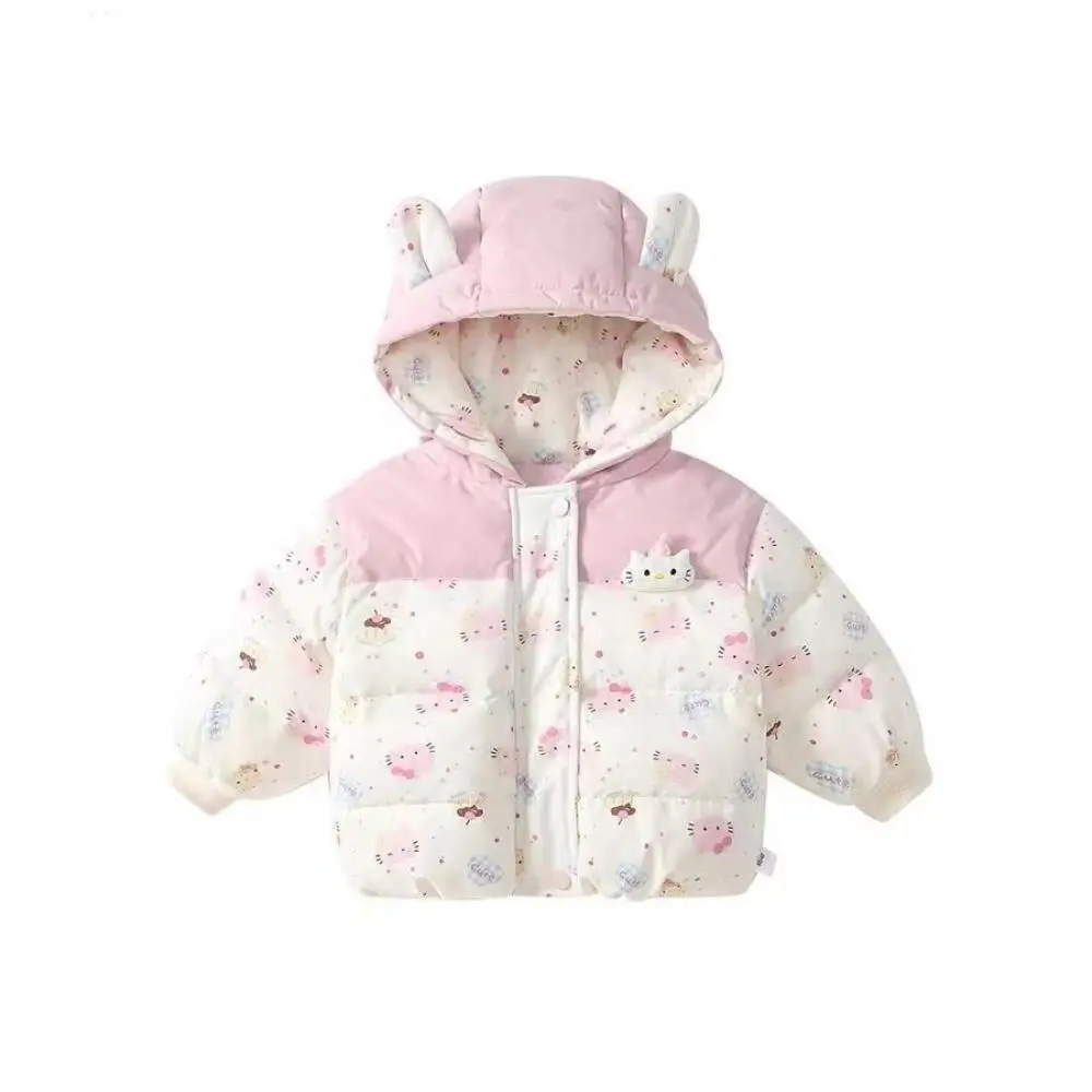 

Sanrio, осенне-зимняя одежда для девочек, детская хлопковая стеганая куртка «Hello Kitty», легкая утолщенная теплая верхняя одежда, куртка-пуховик