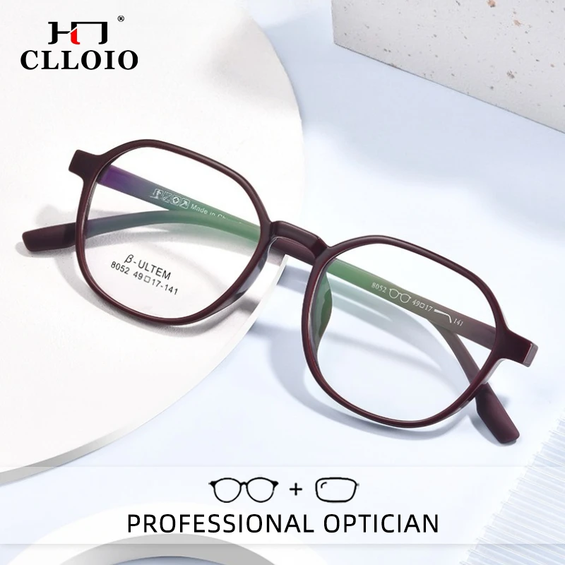 

CLLOIO Vintage Lightweight Reading Glasses Anti Blue Light TR90 Polygon Frame Myopia Glasses Progressive Prescription Eyewear