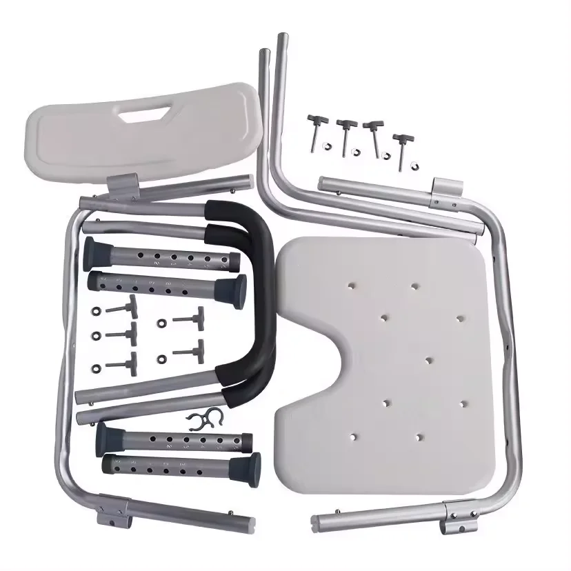 Banco de cadeira de chuveiro para spa, altura ajustável, com braços traseiros removíveis, instalação sem ferramentas, equipamento de segurança para banheiro