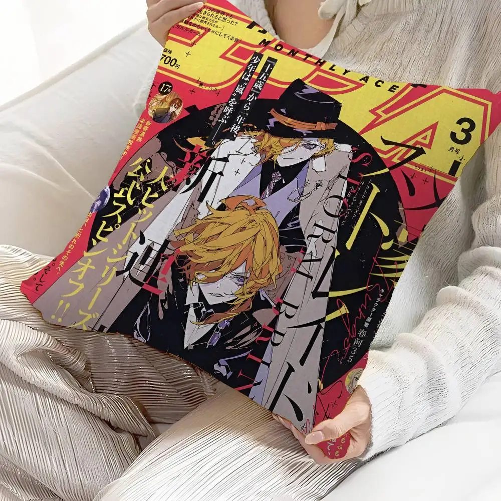 Japanese Anime Bungo Stray Dogs Cushion Cover Decorative Pillow Sofa Home Decor Case Pillow Cases