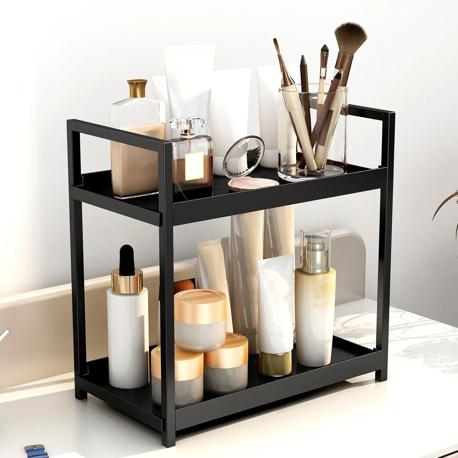 

2 tier,desktop rack,cosmetics rack,Desk office stationery rack,bathroom vanity organizer Peg board accessories Kitchen items