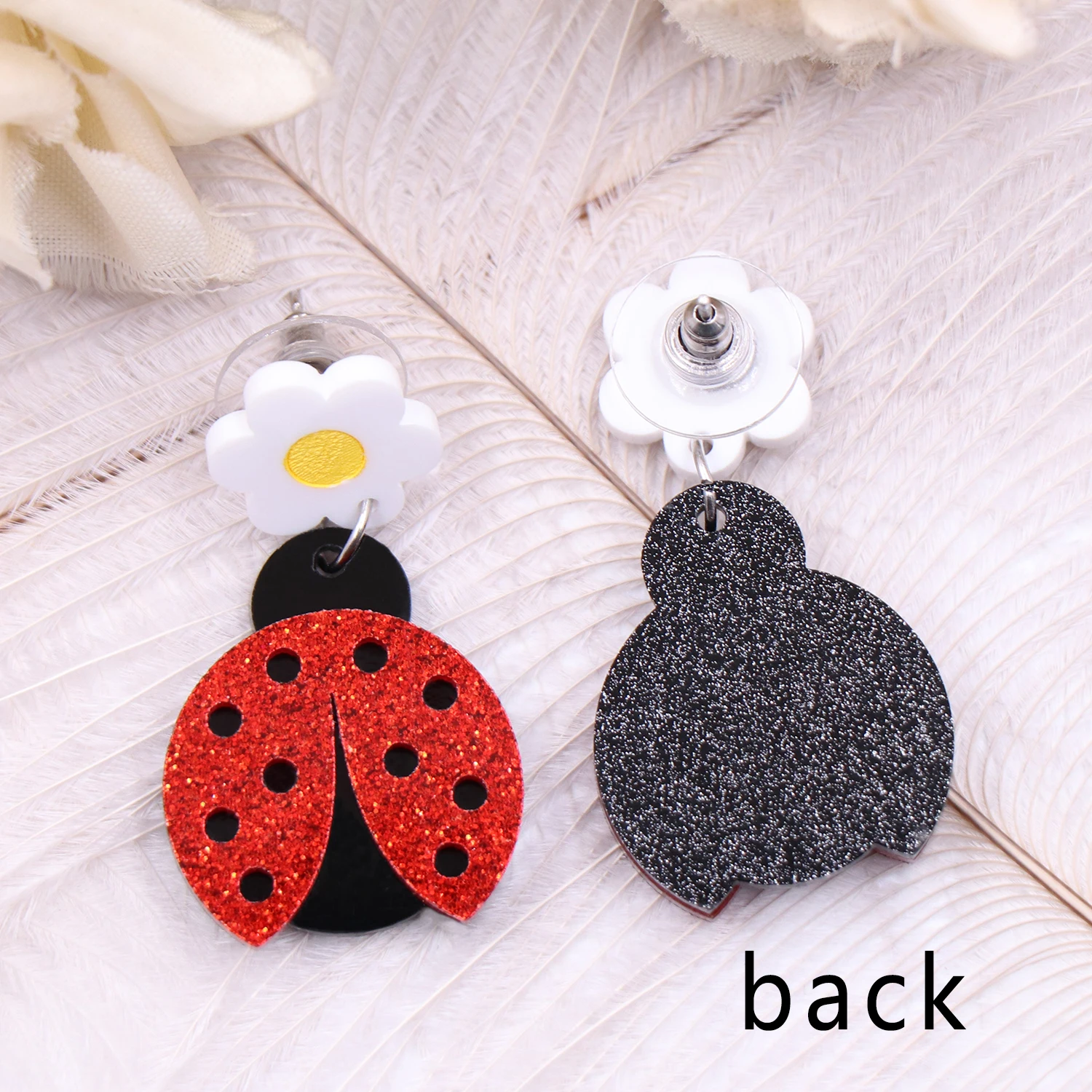 1pair Top fashion CN Drop Ladybug cute Acrylic earrings Jewelry for women