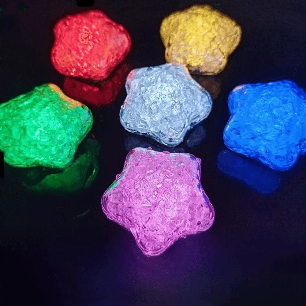 

12pcs/box Water Induction Design Induction LED Glowing Star Bath Toy Soft Glowing Effects Kids Waterproof Shower Toy