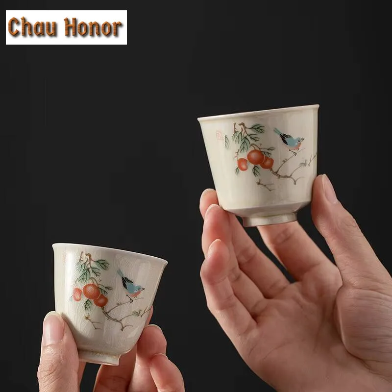 Antique Plant Ash Ice Cracked Glaze Teacup Tea Bowl Sample Tea Cup Tea-tasting Meditation Cup Chazhan Master Cups Tea Services