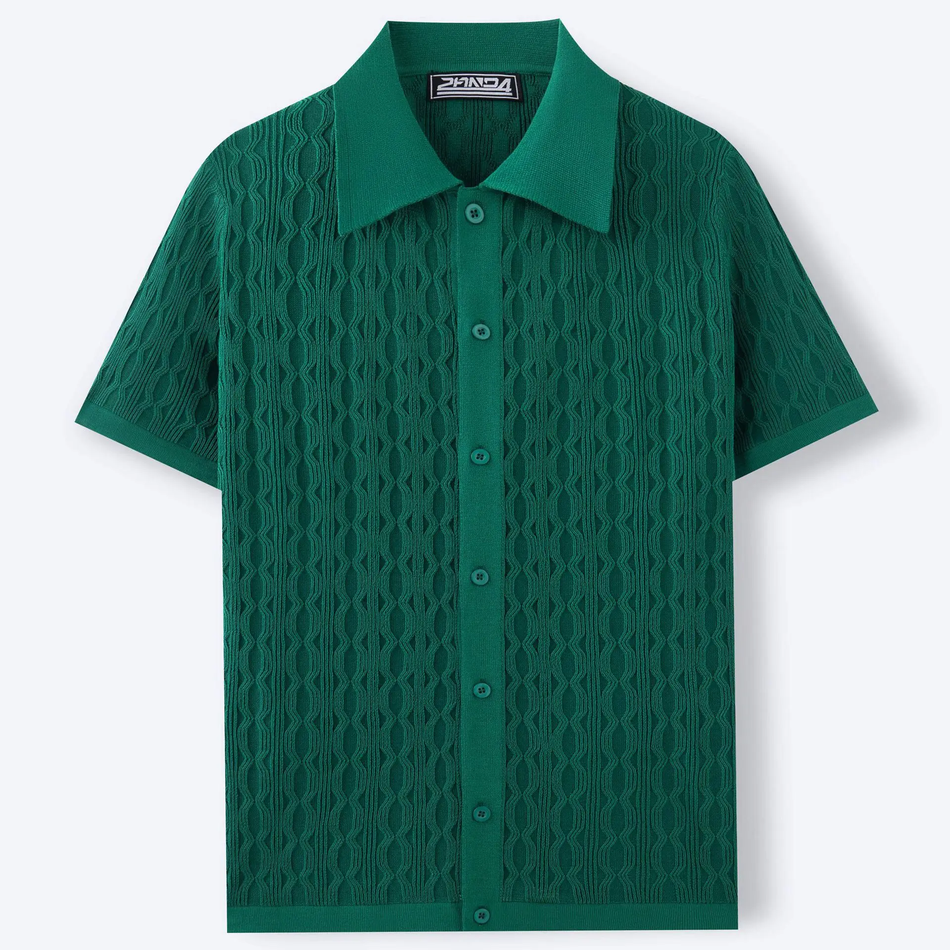 Men Solid Shirt Turn Down Collar Shirt Business Short Sleeve Blouses Knitted Single Breasted Loose Button Summer Cardigan