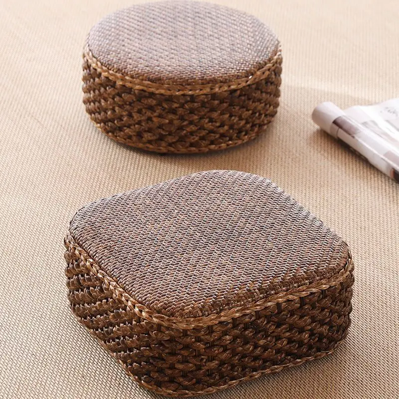 30x30 Rattan Short Stool Creative Hand-Woven Piers Household Living Room Sofa Coffee Table Stool Load-Bearing Strong and Durable