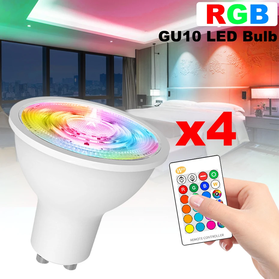 

AC 85-265V RGB LED Bulb Light GU10 8W Spotlight 16 Colorful Dimmable Bulb Lamp Memory Function for Living Room Bedroom Decor