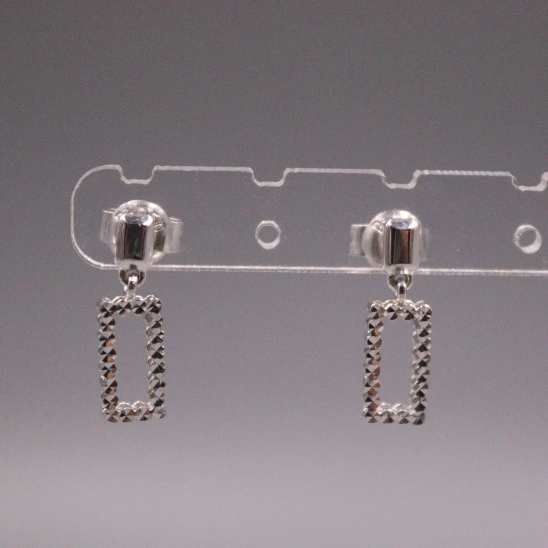 

Fine Pt950 Real Platinum 950 Earrings Drop Women's Rectangle Earrings /2.58g