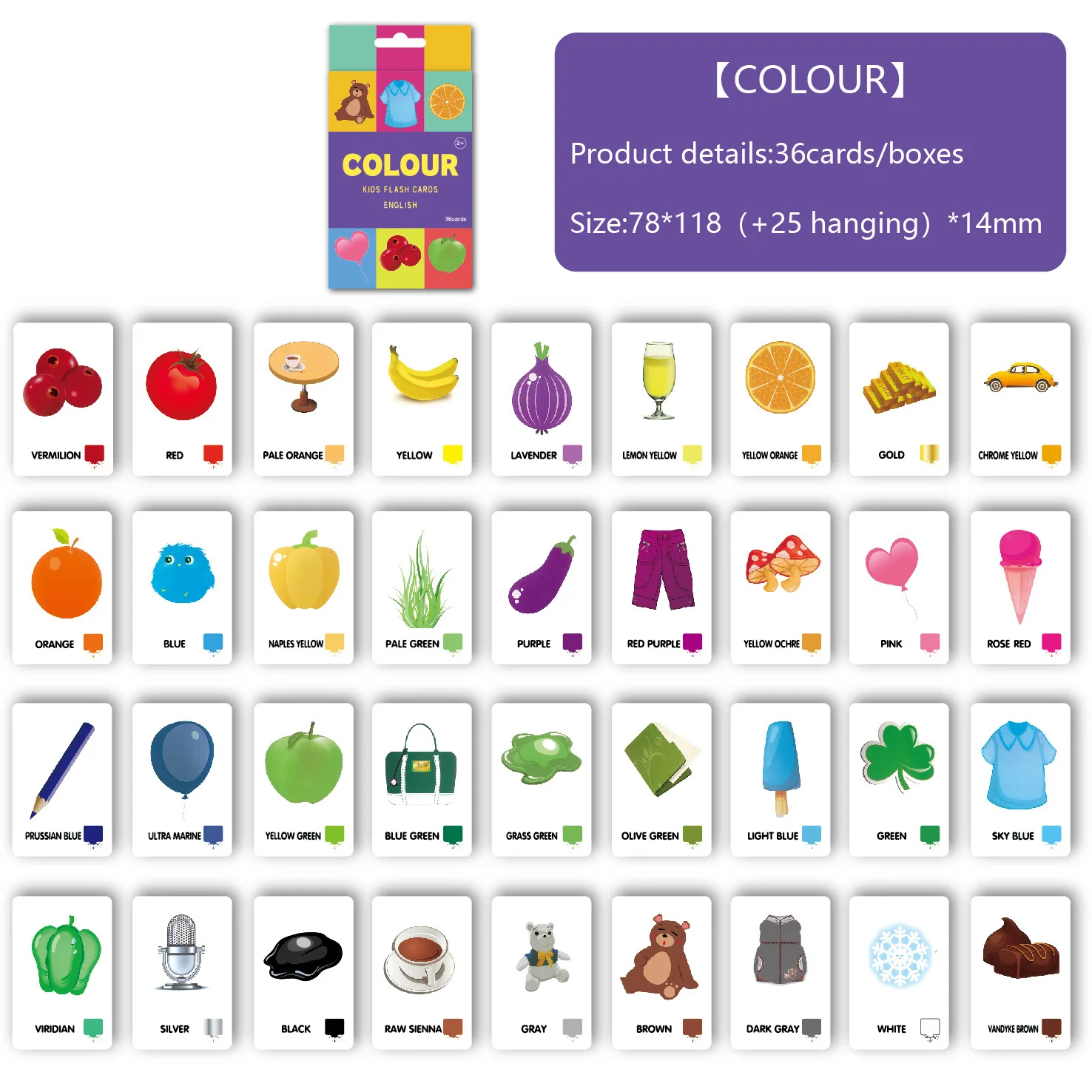 36 قطعة/المجموعة الحيوان شكل اللون الوقت بطاقة فلاش للأطفال مونتيسوري التعليم المبكر تعلم ألعاب تعليمية للأطفال الهدايا #6