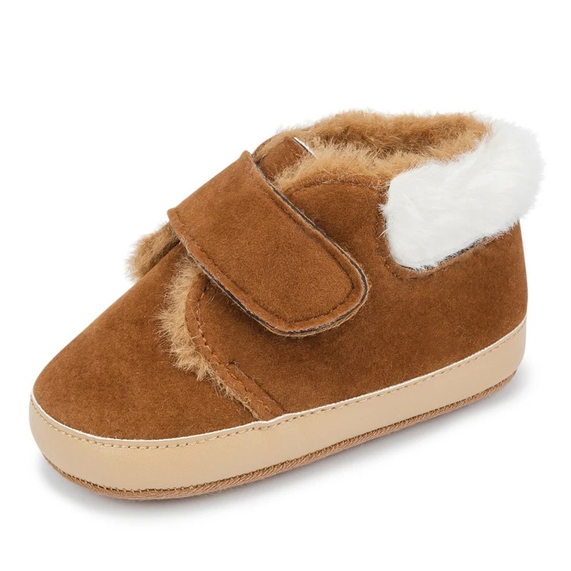 

Children Boots Toddler Cartoon Cotton Winter Shoes For Baby Warm Anti-slip Soft Bottom Velcro Brown Shoes Size 11cm-13cm