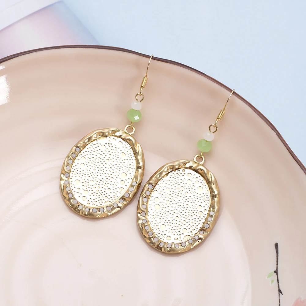 

Zinc Alloy Inlaid Rhinestone Oval Vintage Earrings For Women Personality Trending Products Two Colors Plating Girls Jewelry